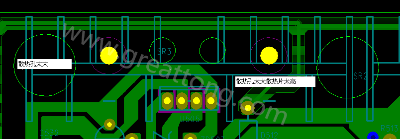 PCB設(shè)計(jì)中，散熱孔散熱片設(shè)計(jì)不當(dāng)，造成很多電源板斷裂
