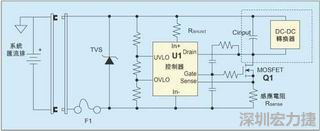 圖1：一個簡單的-48V熱插拔電路。